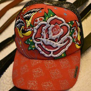 Y2K Petrol Jean Trucker Hat- Ed hardy inspired design